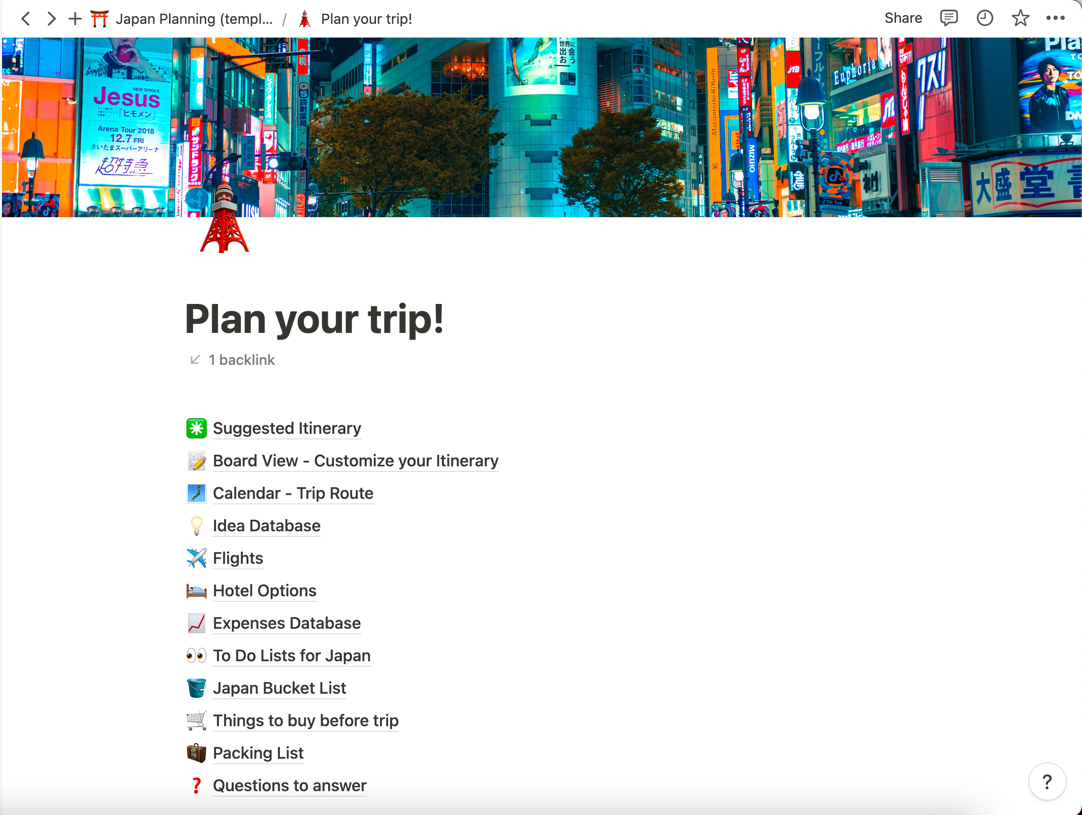 Japan Planning Guide - Plan your trip page