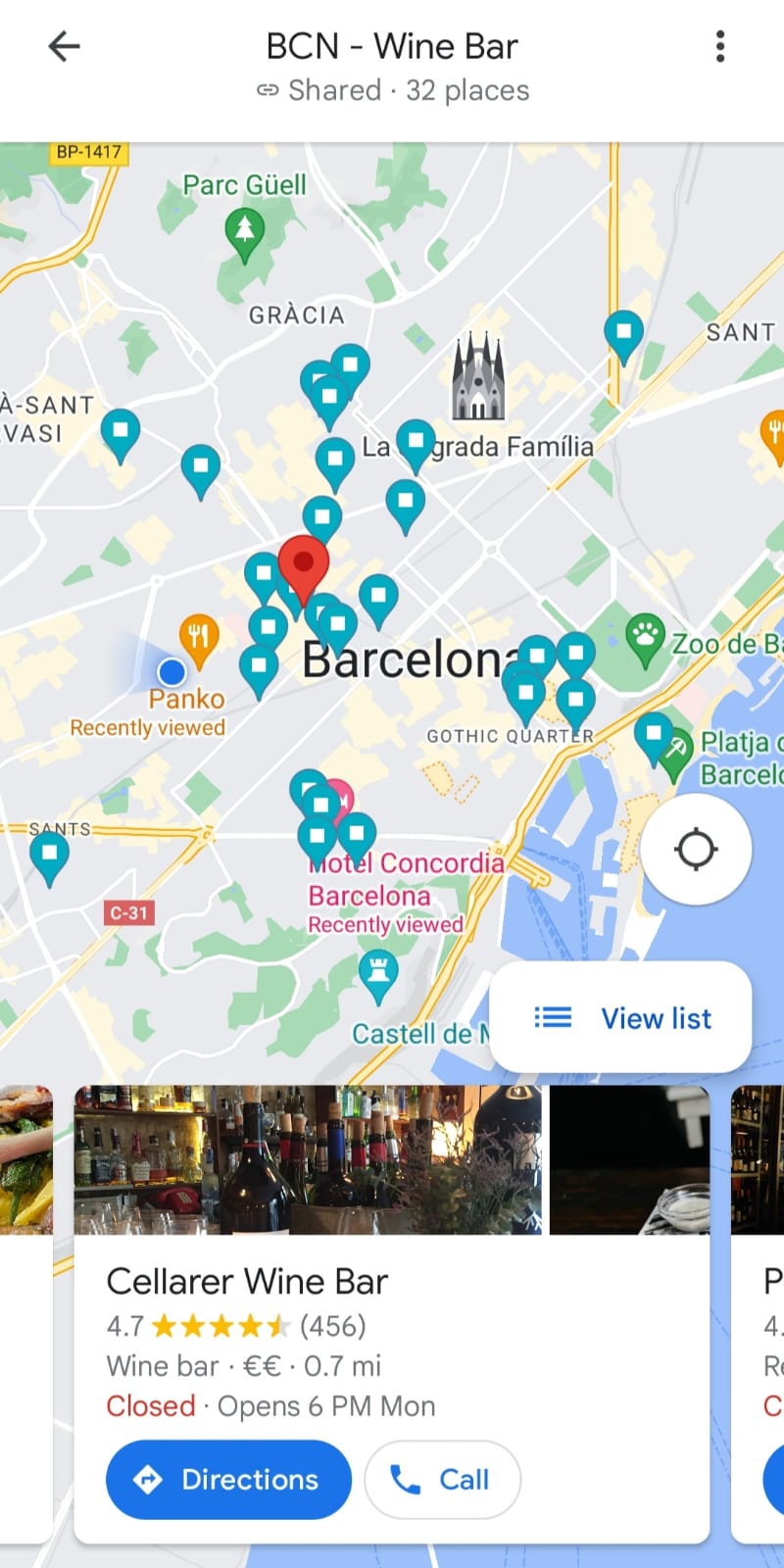 Barcelona Wine Bars Google Maps List