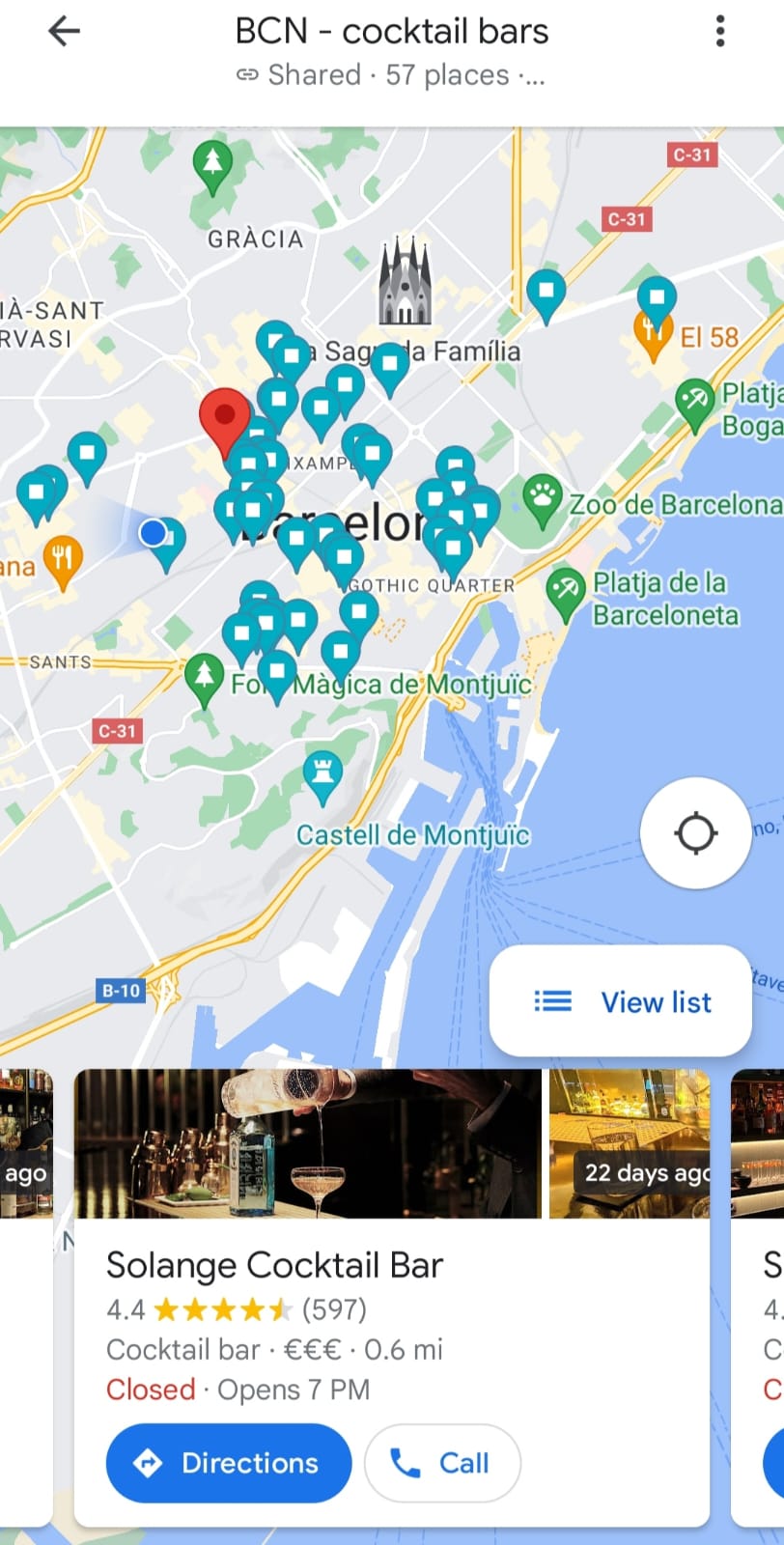 Barcelona Cocktail Bars - Google Maps List