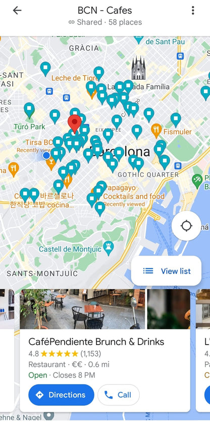 Barcelona Cafes - Google Maps List